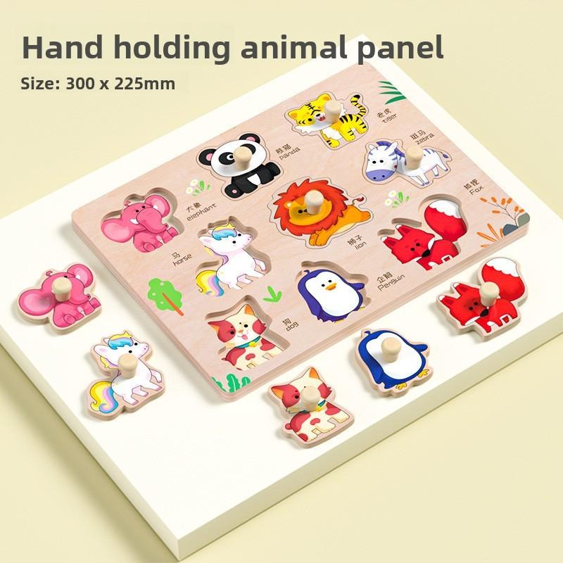 Wooden Shape Sorting Puzzle For Toddlers With Colorful Hand Grip Blocks For Early Learning