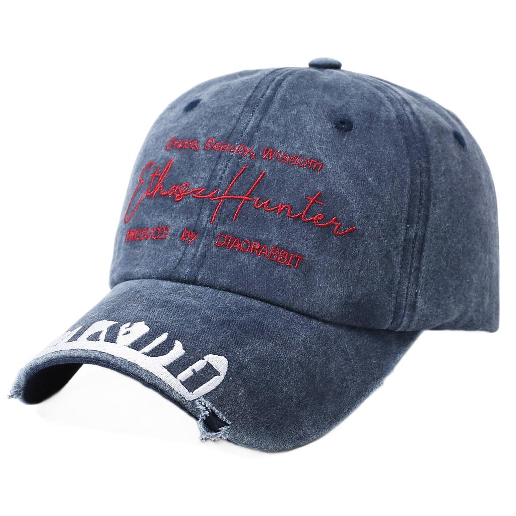 Washed old hat Alphabet embroidered baseball cap Men's and women's retro curved brim sunshade cap