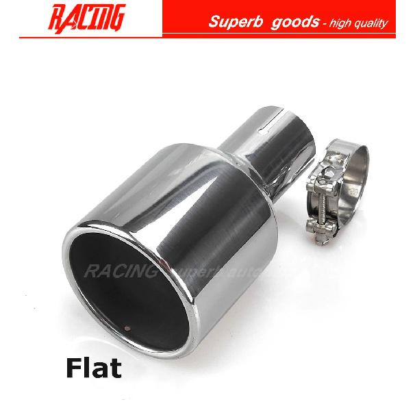 1 Piece 114mm Outlet Universal Modification Car Accessories Silver Curly Flange Muffler Exhaust Stainless Steel Tip End Pipe