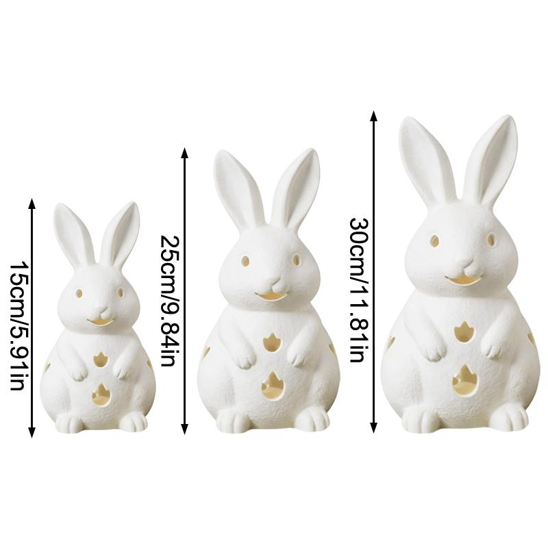 Easter Hollowed Out Rabbit Resin Candlestick, White Bunny Candle Holder, Home Decoration With Tea Light Opening