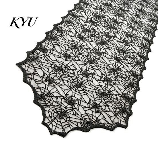 Spiderweb Table Runner Halloween Runner, Black Lace Spider Web Runners, 17.7 X Vintage Cover 70.9Inch for Home Party Dinner Kitchen Mantel Bedroom