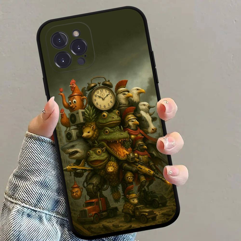 Italian Brainrot Animals Anime Black Soft Silicone Phone Case For Iphone17 Air 16 15 14 13 12 11 Mini Pro Max Plus