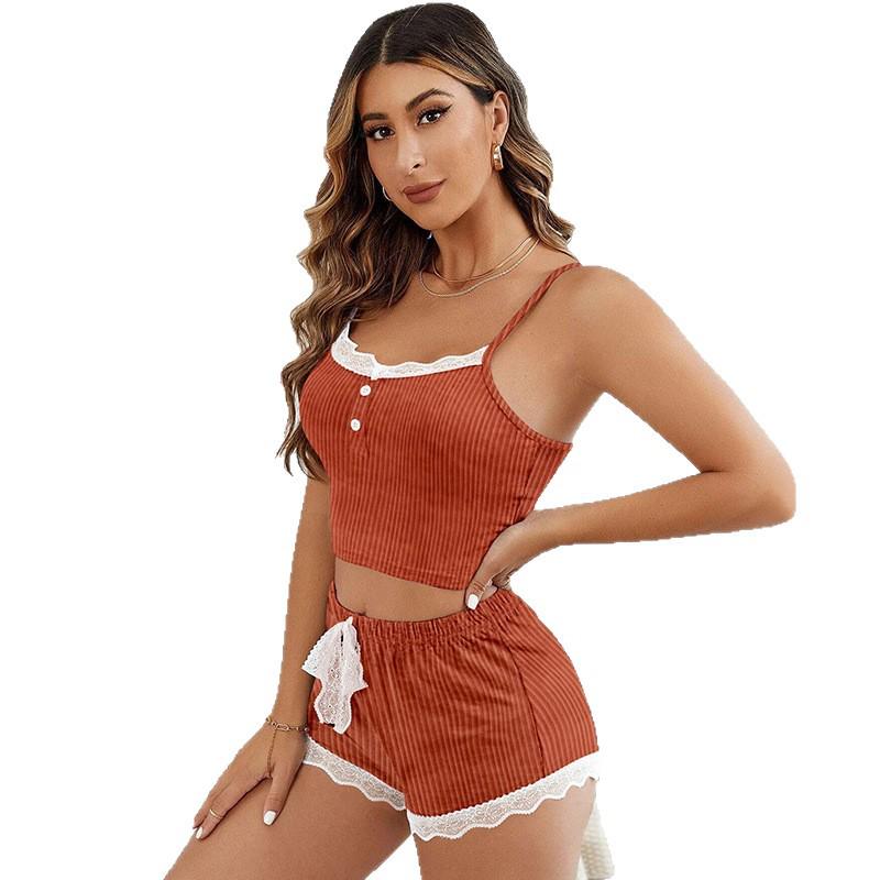 European & American Lace Trim Camisole Shorts Set: Sexy, Fun Pajamas & Outerwear