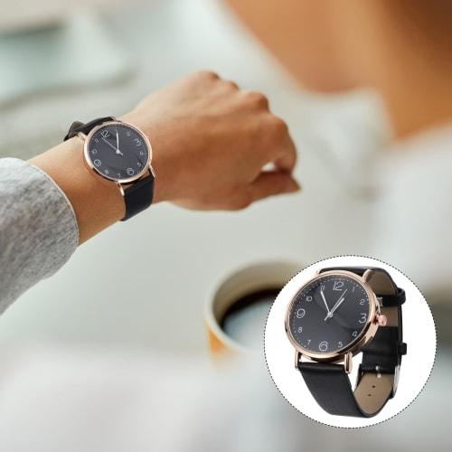 LEDMOMO Women's Waterproof Watch, Juvia Analog Watch with Leather Strap, Black, Perfect for Junior High School Girls and Exams