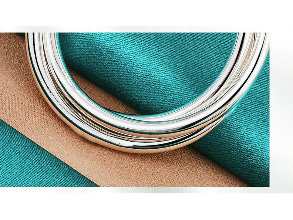 Pulsera de Plata de Triple Círculo para Mujer: Joyería sólida de múltiples círculos de West Lake Beauty
