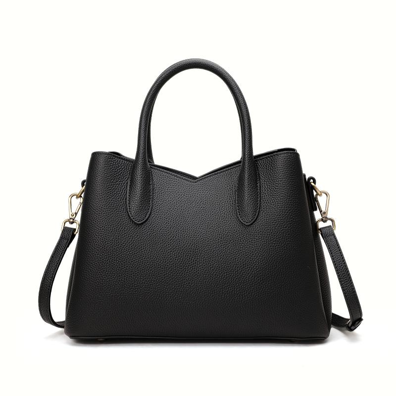 Fasjonabel damehåndveske med stor kapasitet, design med skjøting av krokodillemønster, svart allsidig mammaveske