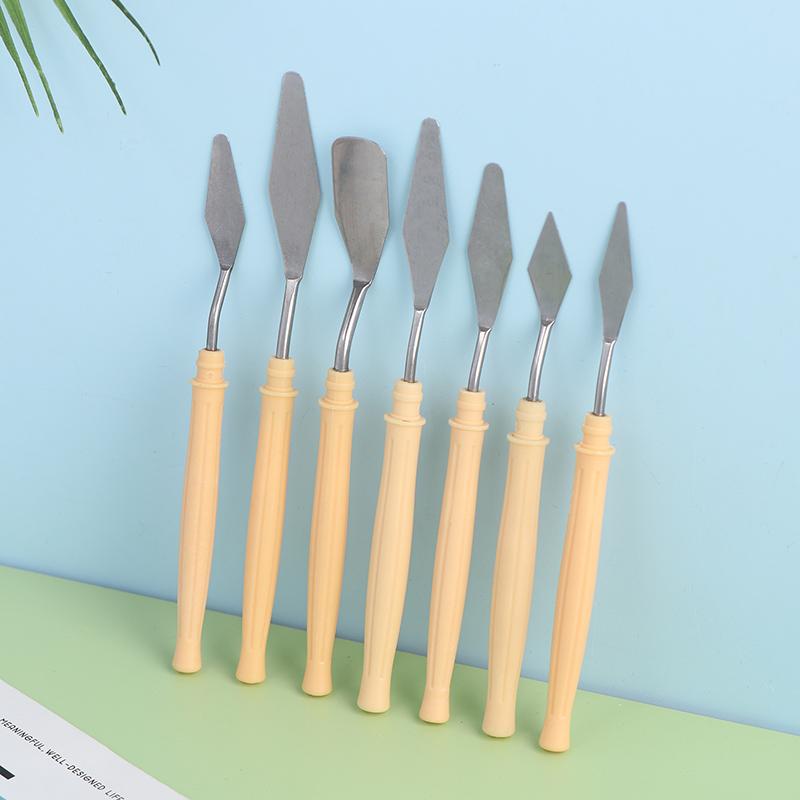 7Pcs Stainless Steel Oil Painting Knives Artist Crafts Spatula Palette Knife Mixing Knife Scraper Art Tools