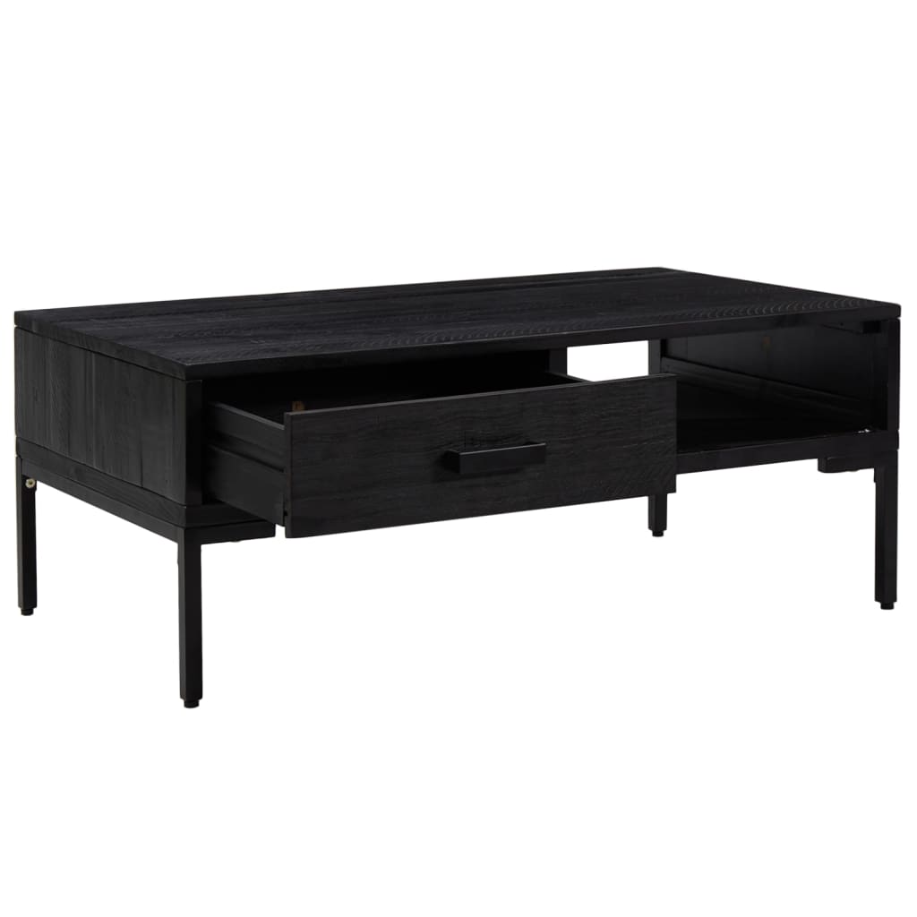 Coffee Table Black 90x50x35 cm Solid Pine Wood