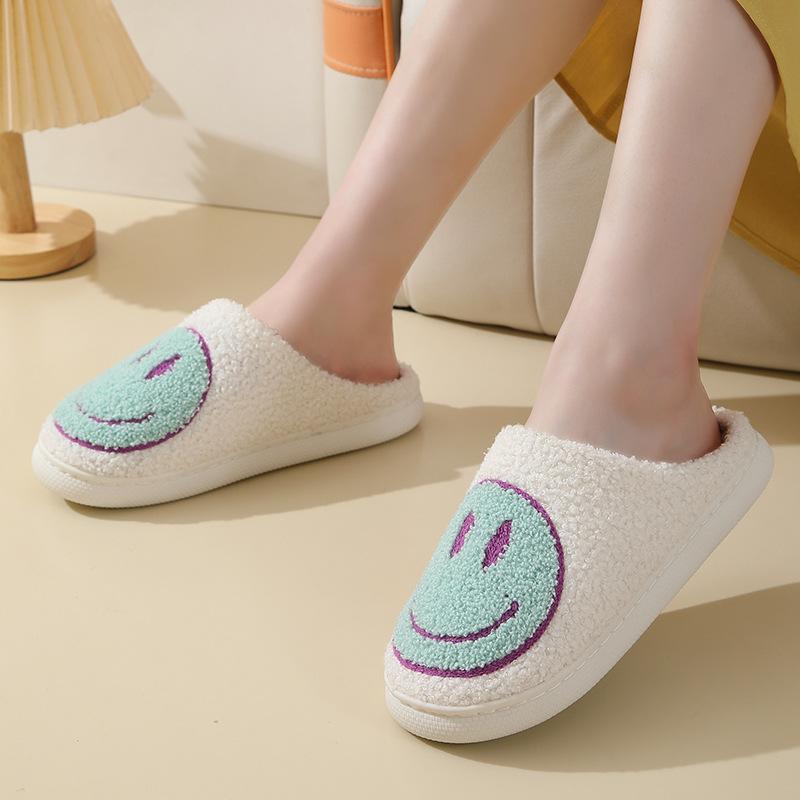 Neue Herbst- und Winter-Niedliche Cartoon-Smiley-Baumwollpantoffeln Zuhause Indoor Rutschfest Warme Pantoffeln