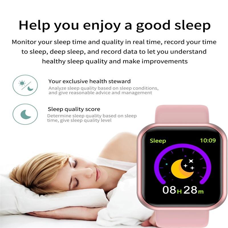 Y68 Smart Watch Bluetooth Fitness Tracker Adult Sports Watch Heart Rate Monitor Blood Pressure Smart Bracelet for Android iOS