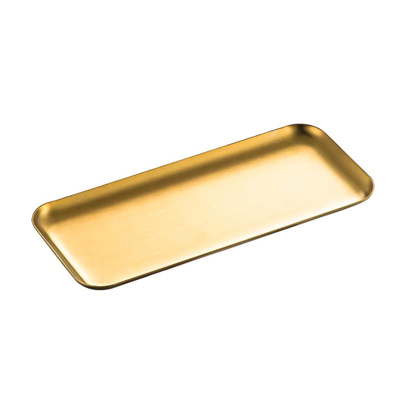 Korean Style 304 Stainless Steel Gold Rectangular Cafe Tray Dessert Plate