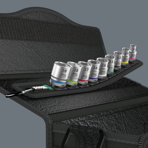 WERA 9-Piece Bit Socket Set, 3/8 Drive, for Zyklop Ratchets, 003973