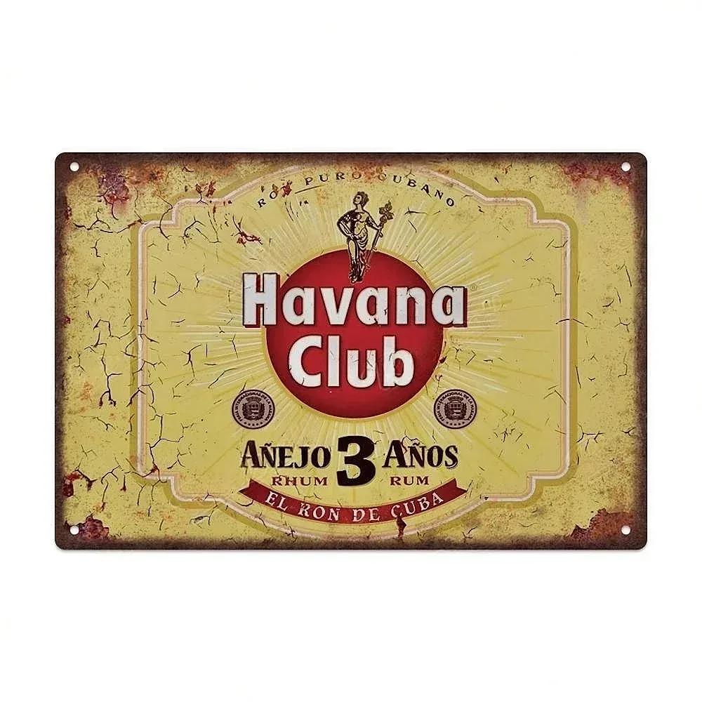 Vintage HAVANA CLUB,JAMESON,Značka Piva Kovový Plechový Znak Dekorativní Tabule Pro Klub Mužskou Jeskyni Bar Dílnu Hospodu Hotel Kavárnu Nástěnná Dekorace