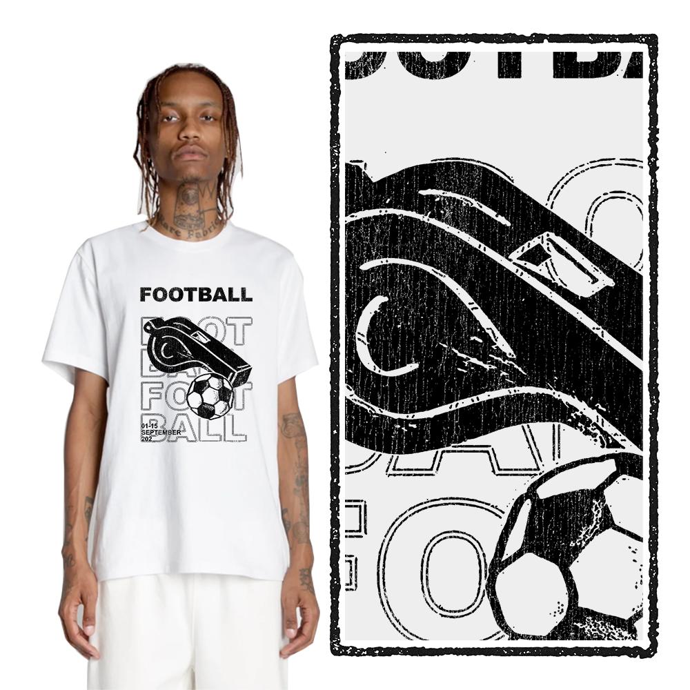 Coolmind YC003 Superior Exclusive football whistle printed Cotton Unisex T-shirt Big size t shirt Crewneck Loose men tshirt tee