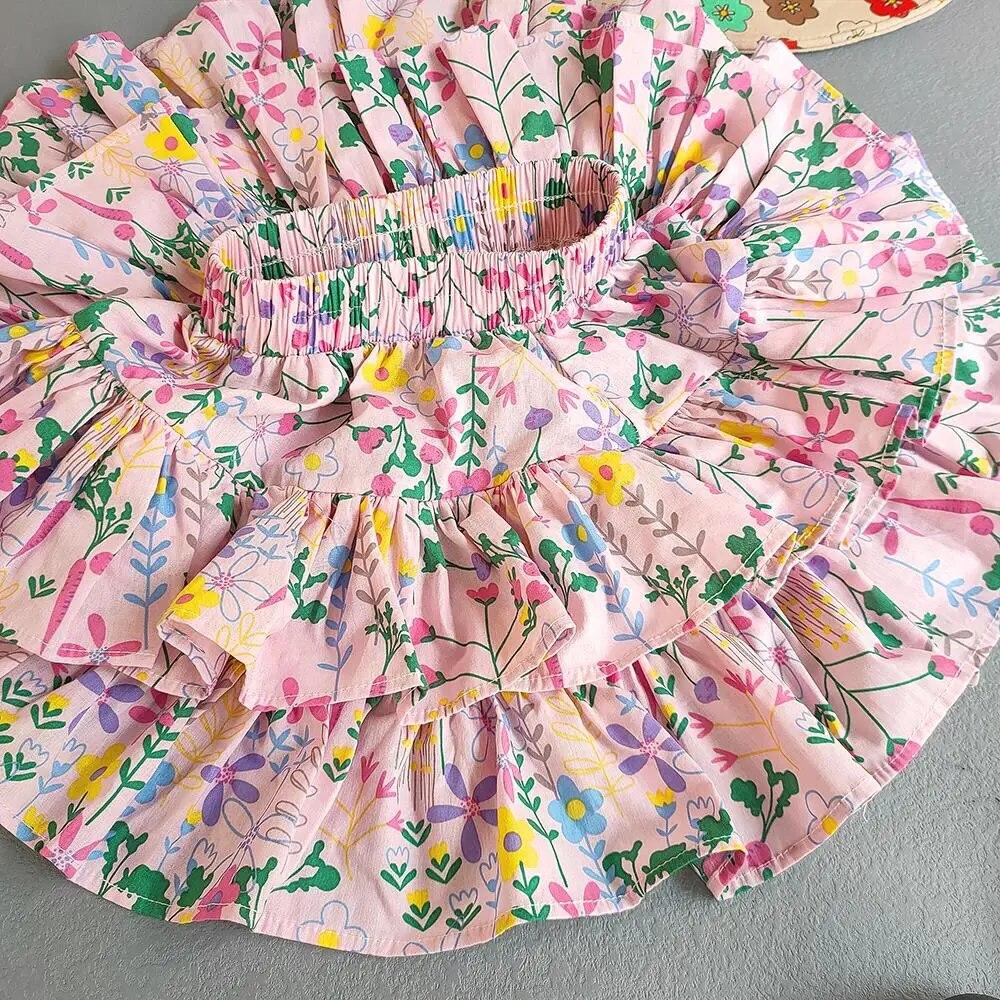 Blumendruck Kinder Mädchen Kuchen Röcke für Kinder Sommer Tutu Ballkleid Rock Baumwolle Kleinkind Kostüm