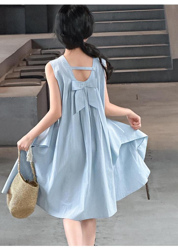 Fashionable Summer Girls' Princess Dress with Bow
