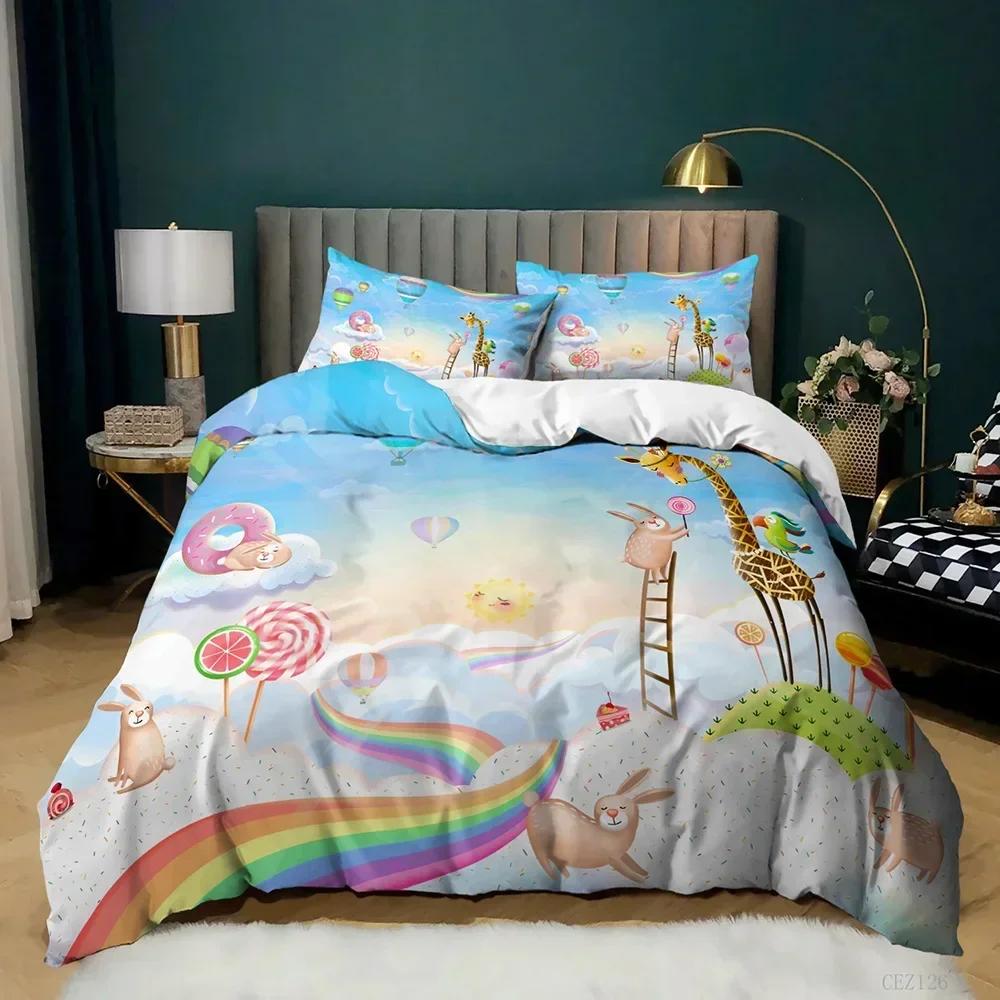 2025 Luxury New 3D Print Animal Duvet Cover Set Queen Cute African Animal Twin Bedding Set Colorful Jungle Animals Zoo Party