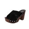 Summer fish mouth one-word rivet cross strap high heel thick bottom waterproof table sandals women