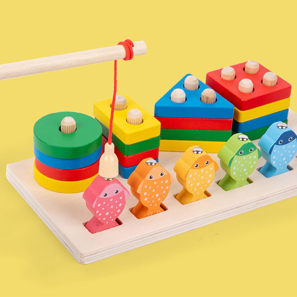 2-in-1 Shape Fishing Set For Preschoolers, Baby Color , Fun Enlightenment, Early Education, Puzzle Toy