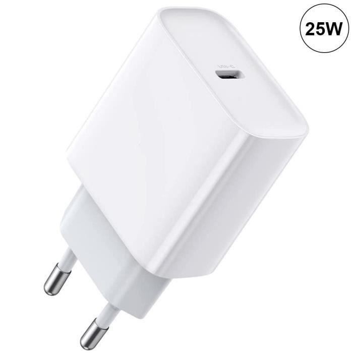Chargeur USB-C 25W Rapide BOOLING - Blanc pour Samsung Galaxy S21 FE 5G S21 Ultra S21+ S20 S20 Ultra S20 FE