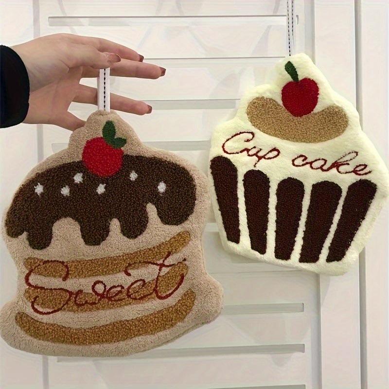 Coral Fleece Hanging Hand Towel - Thick, Absorbent, Cute Design for Kitchen or Bathroom
