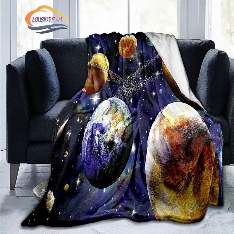 Space Universe and Many Planets In Galaxy Series Fashion Flannel Blanket solar system Wallpaper blanket Sofa bed warm