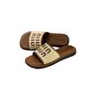 Sheepskin version! Ah Min's holiday woven flat-bottomed slippers for women's summer wear new casual beach one-word sandals