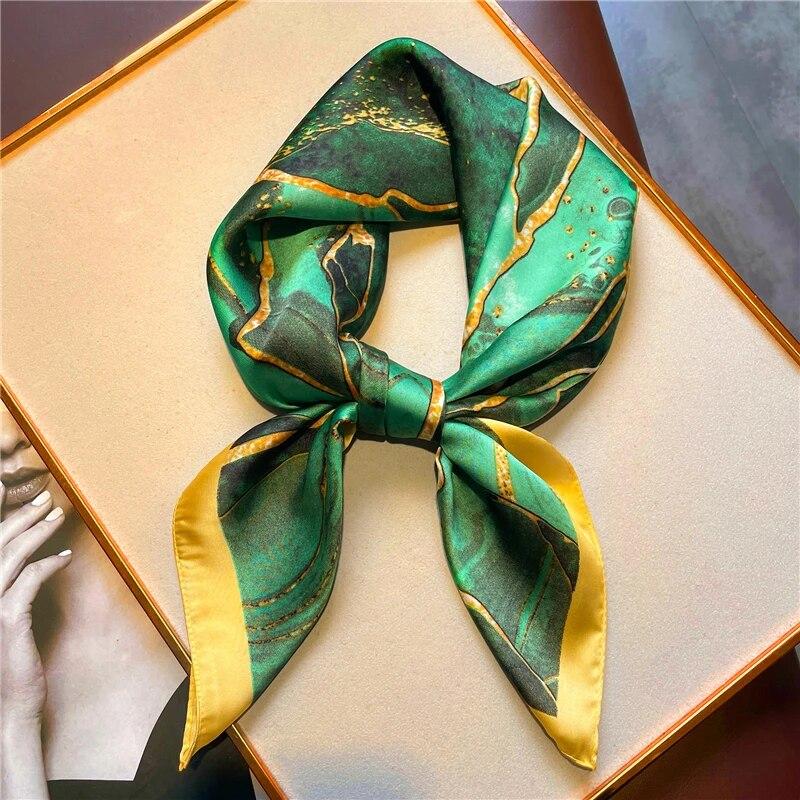 Luxuriöses Schal-Quadrat mit Seidengefühl für Damen, Frühling, Hijab-Mode, Wickeltuch, Halstuch, Damen-Haarbänder, Schleife, Stirnband, Bandana