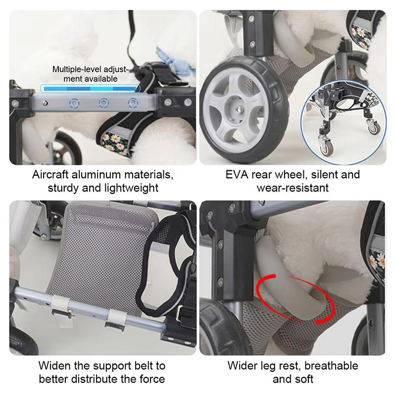 Durable Metal Dog Wheelchair; Adjustable Mobility Support for Back Legs and Weakened Front Limbs