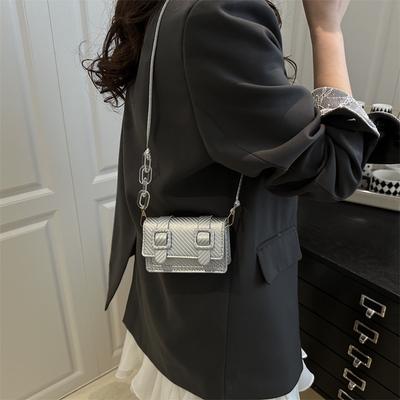 Summer New Fashionable Large-capacity Solid Color Casual Striped Belt Decorative Shoulder Messenger Small Square Bag