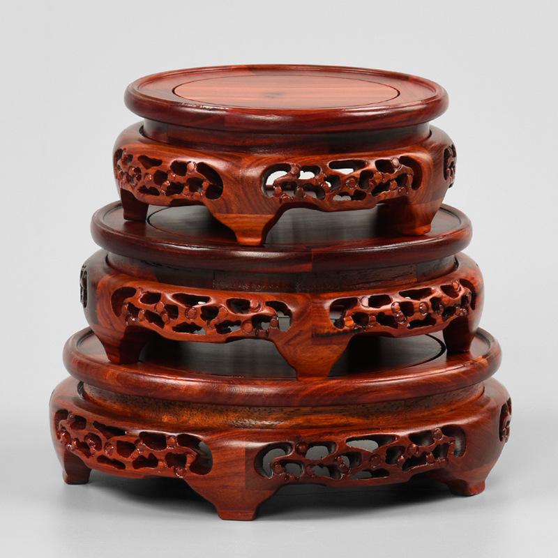 Red Sandalwood Buddha Statue & Vase Stand