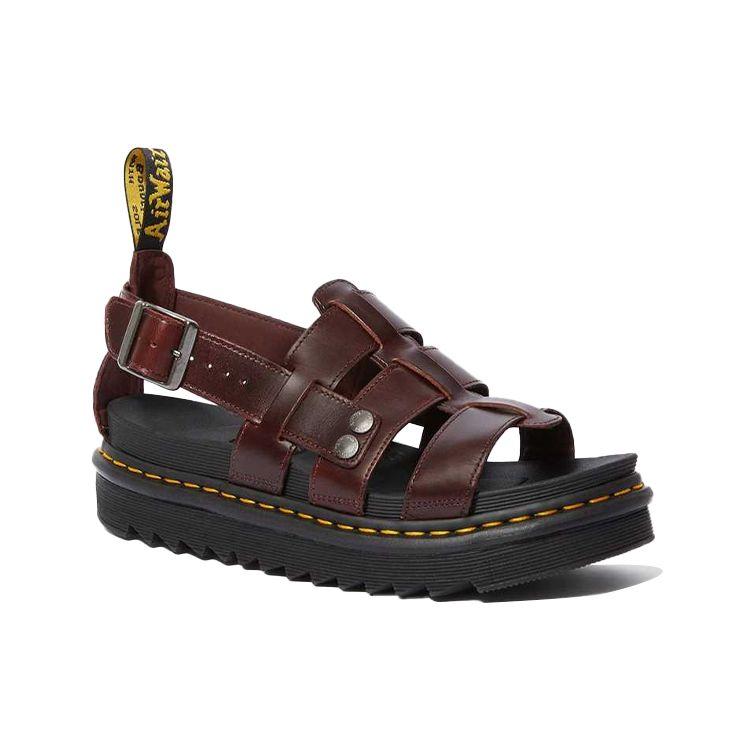 Dr. Martens Sandalias Romanas de Plataforma con Hebilla de Cuero Terry Sandalias Unisex Marrón Rojo 23521211