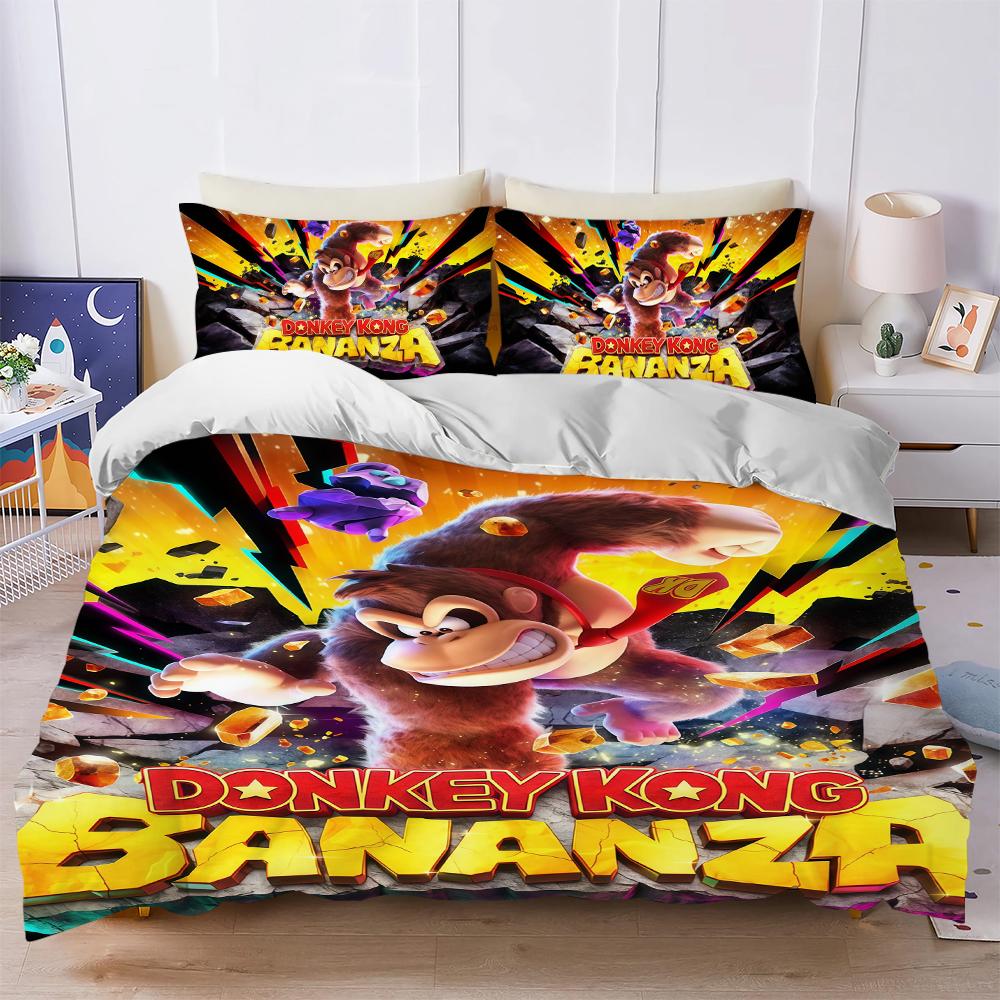 

D-Donkey K-Kong Bananza Duvet Cover Set Soft Wash Bed 3 Piece Summer Comfortable Student Dormitory Home Baby Bedding Best seller (135x200cm)