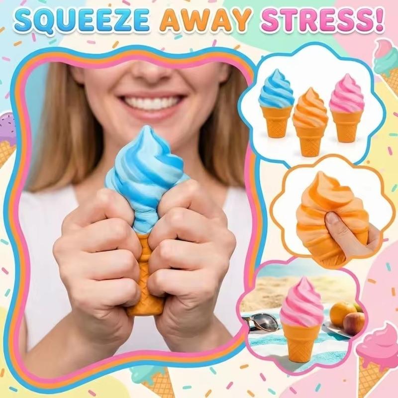 Schylling Nee Doh Ice Cream Sensory Toy Stress Relief Fidget Toy for Anxiety Focus Adults Kids