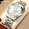 ABORNI Men's Watches Business Double Calendar Wristwatch Fashion Diamond Diamond-cut Mirror Steel Quartz Men's Watches