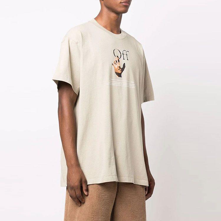 OFF WHITE Dinosaur Series T Shirts Men's Brown Crew Neck Moderate OMAA038F21JER0071784