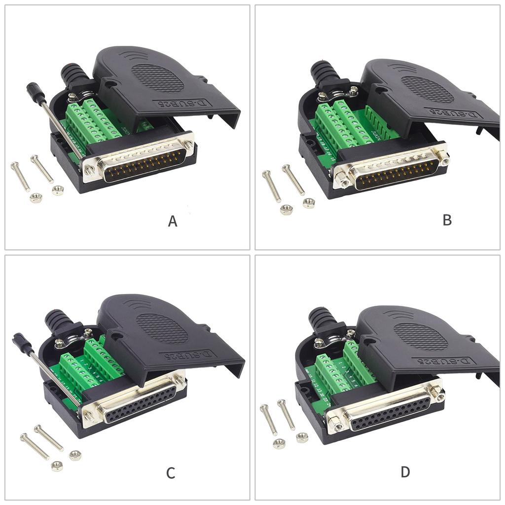 DB25 D SUB 25 Pin Female Male Adapter Copperded Contacts Industrial RS232 Joint Module Easy Mounting