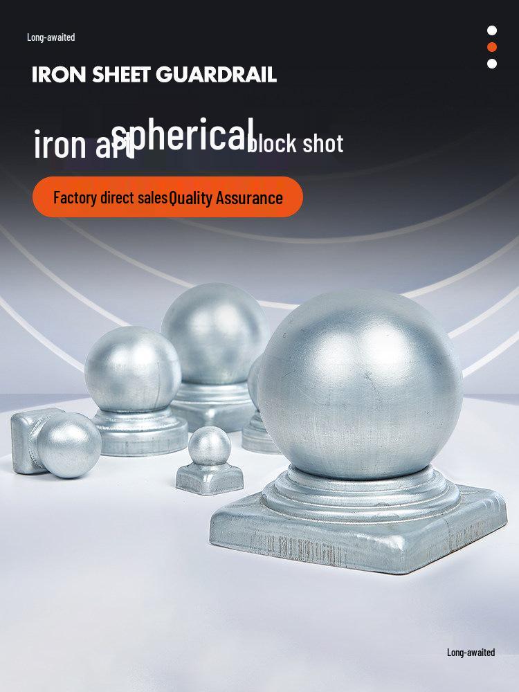 Wrought Iron Galvanized Ball Fence Post Cap for Square & Round Tubes