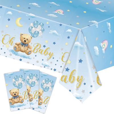 Oh Bébé Rose Bleu Ours Nappe Rectangle Couvre-Table Jetables pour Baby Shower Garçon Fille Anniversaire d'Enfants Décoration de Fête
