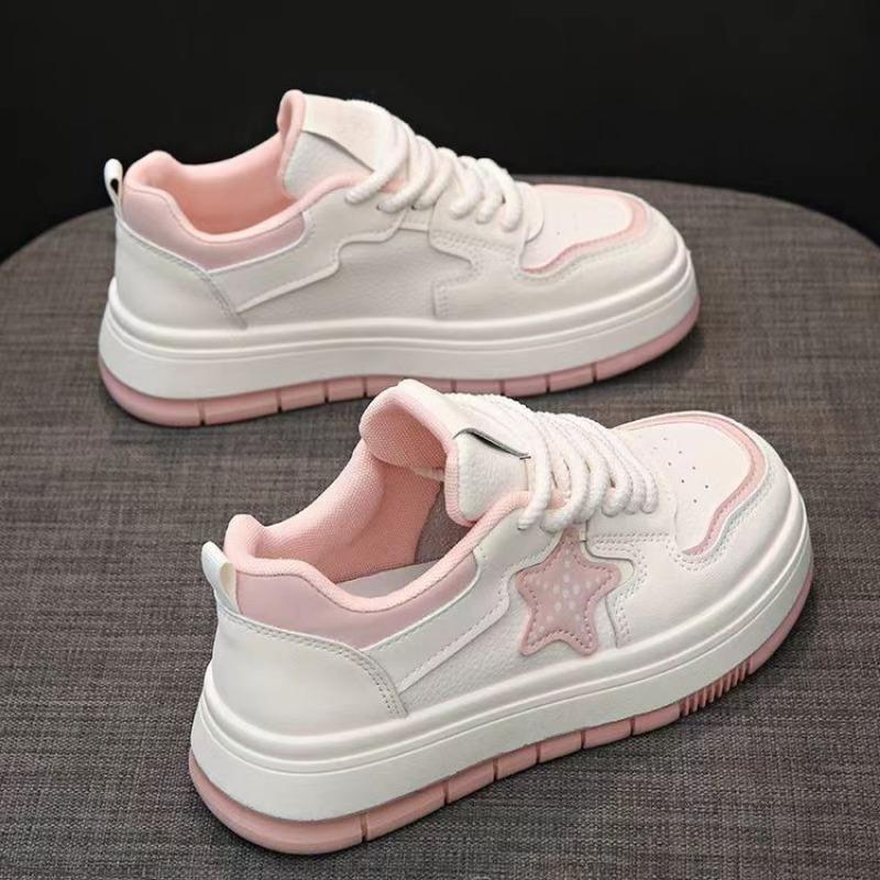 Little white shoes women's spring new trendy thick-soled casual star sports shoes student height-increasing board shoes women