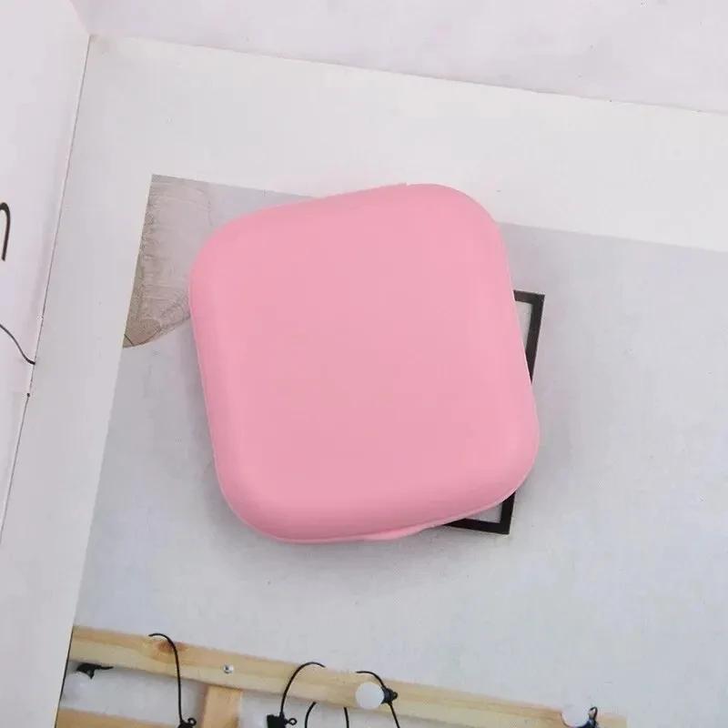 

1pc Candy Colored Contact Lens Box Mini Square Contact Lens Box with Mirror, Suitable for Women s Colored Lens Box розовый