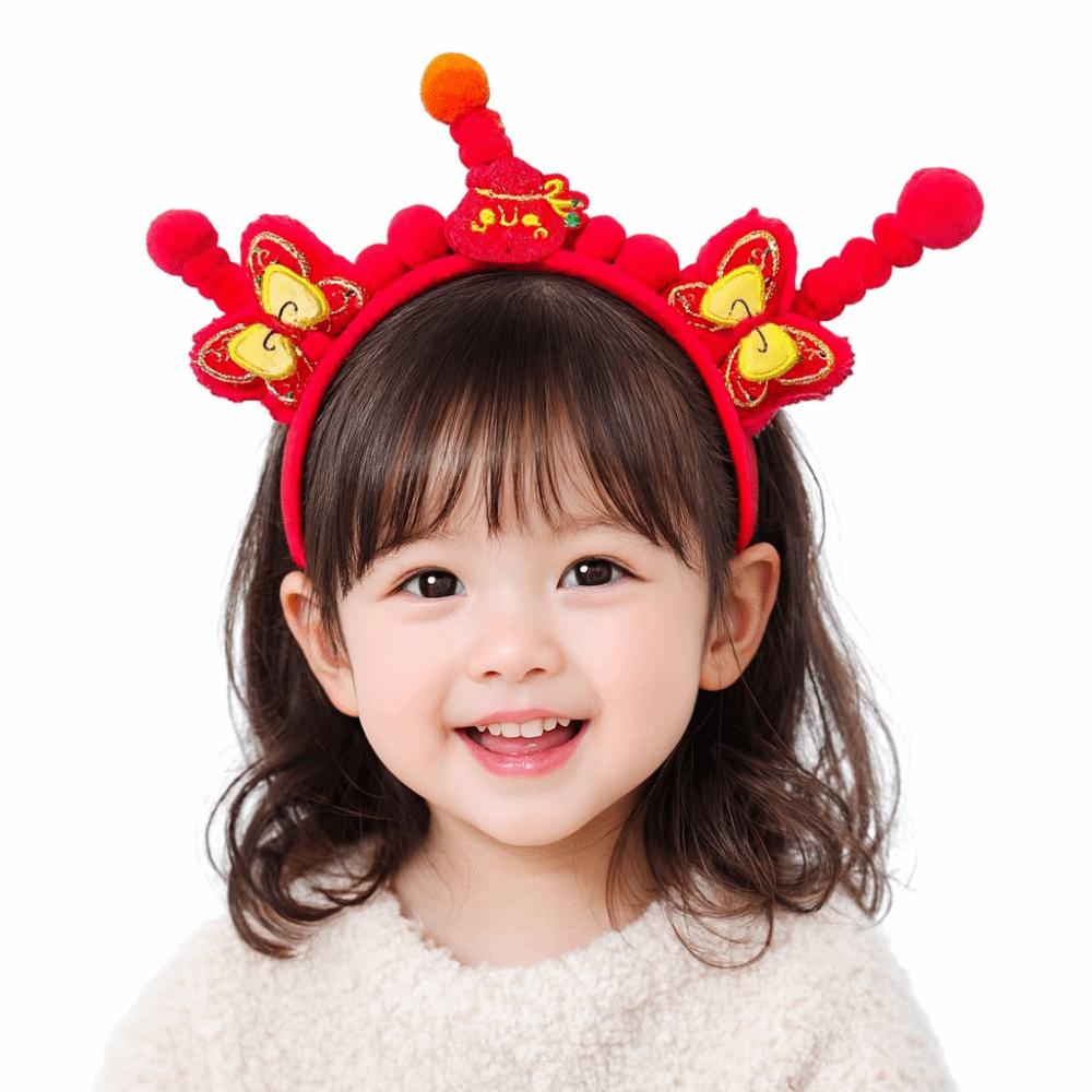 Headwear New Year Hair Hoop Embroidered Bow Ancient Style Hairband Red Plush Headband  Festival