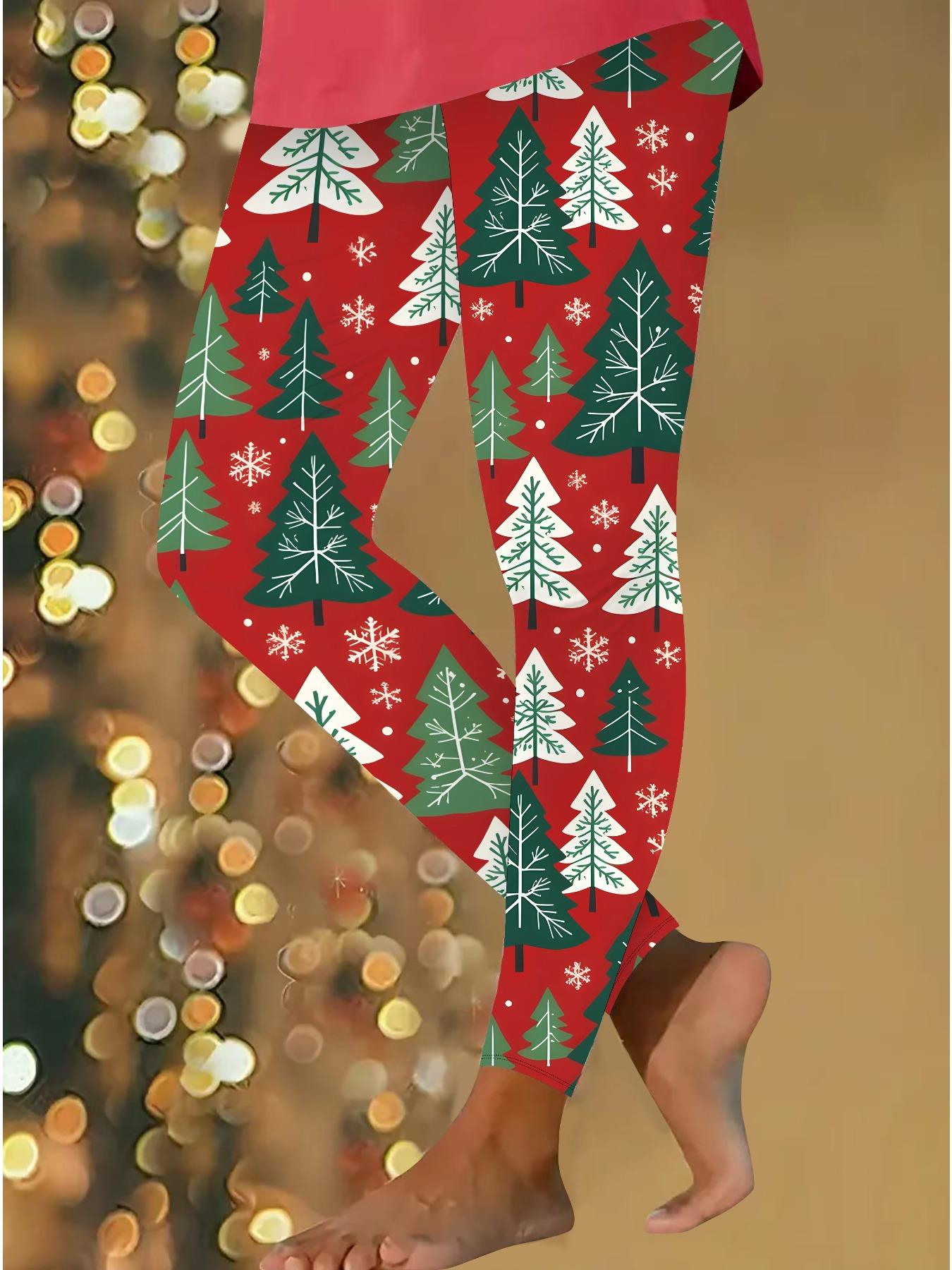 

Женские рождественские леггинсы для йоги с эластичными принтами, фитнес, бег, спортзал, активные штаны XXL зелёный