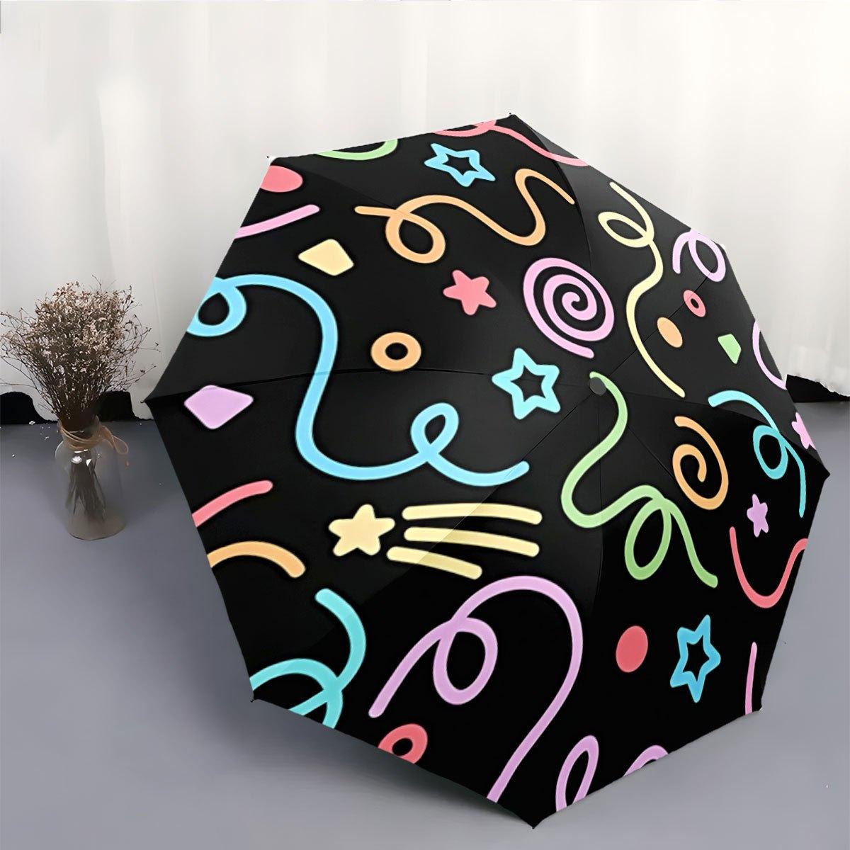 Automatic Open/Close Umbrella with One-Touch Button - Compact Folding Umbrella, Windproof 8-Rib Shaft, Portable Collapsible De (as the picture,Iron&8K)