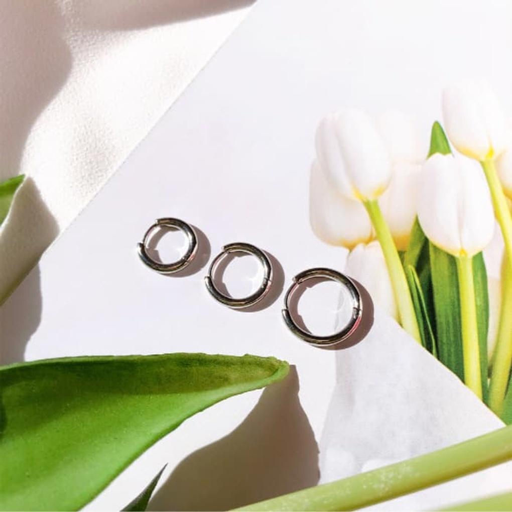 Women's Surgical Steel Hoop Earrings, Earring Chain, Mono Piercing