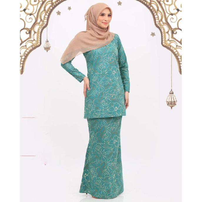 

(Не включая платок) 2025 новый дизайн набивной узор высококачественная ткань Kulang Pahang женский мусульманский костюм удобный дышащий элегантный милый 4XL зелёный