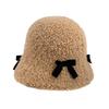 Chapeau de pêcheur en peluche avec nœud pour enfants automne et hiver voyage chaud visage chapeau bob nouveau