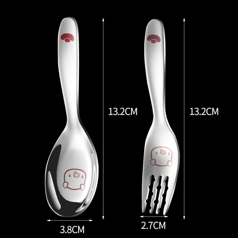 316 Stainless Steel Children's Spoon Fork for Eating and Drinking Soup Spoons Colorful Cartoon Dessert Spoons for Young Children