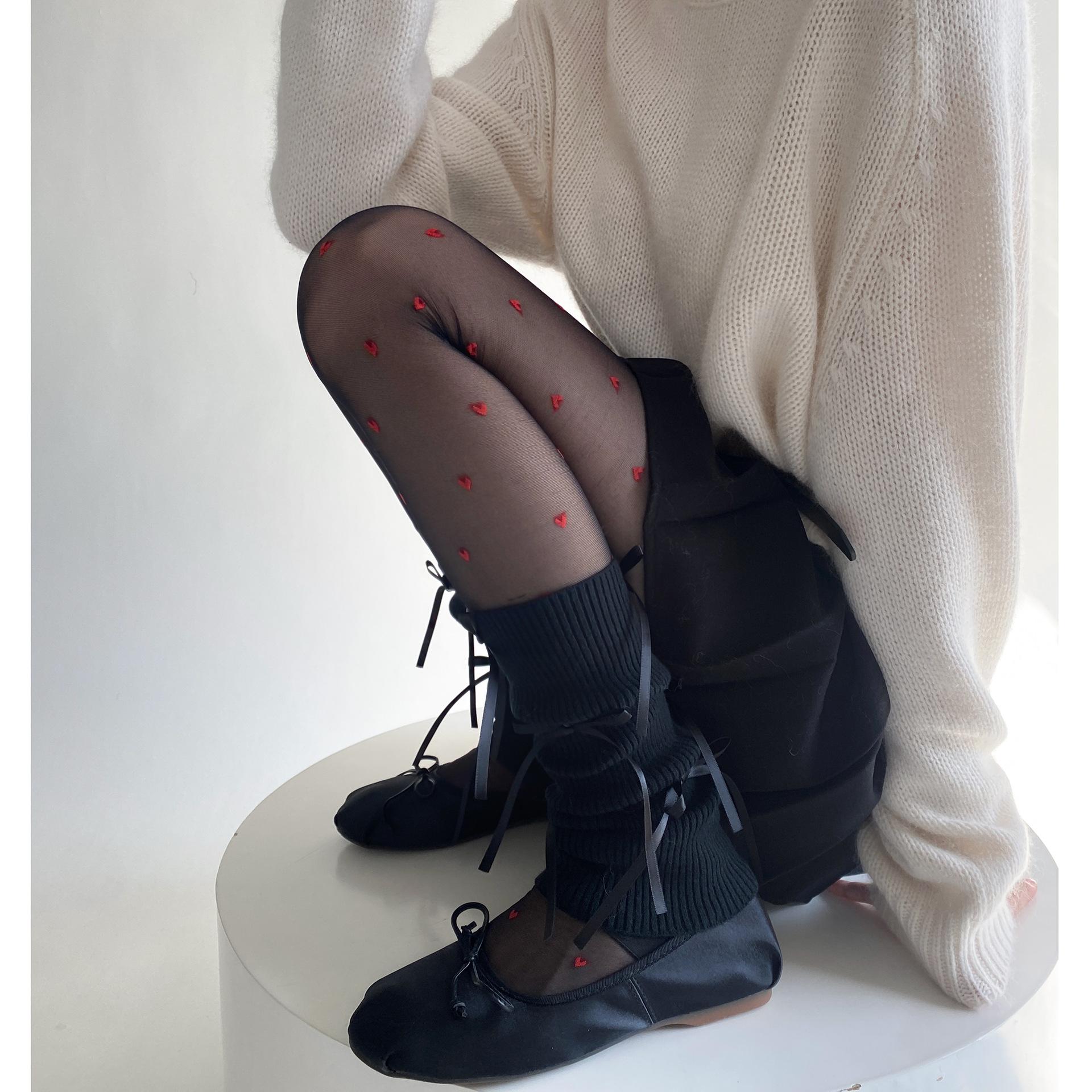 

Женские гетры в стиле Лолита Каваи, вязаные носки-чулки в балетном стиле, с бантом, милые гетры для девочек One Size