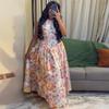 European and American Women's Clothing Summer New African Women's Clothing Sweet Wind Sleeveless High Waist Hollow Print Dress